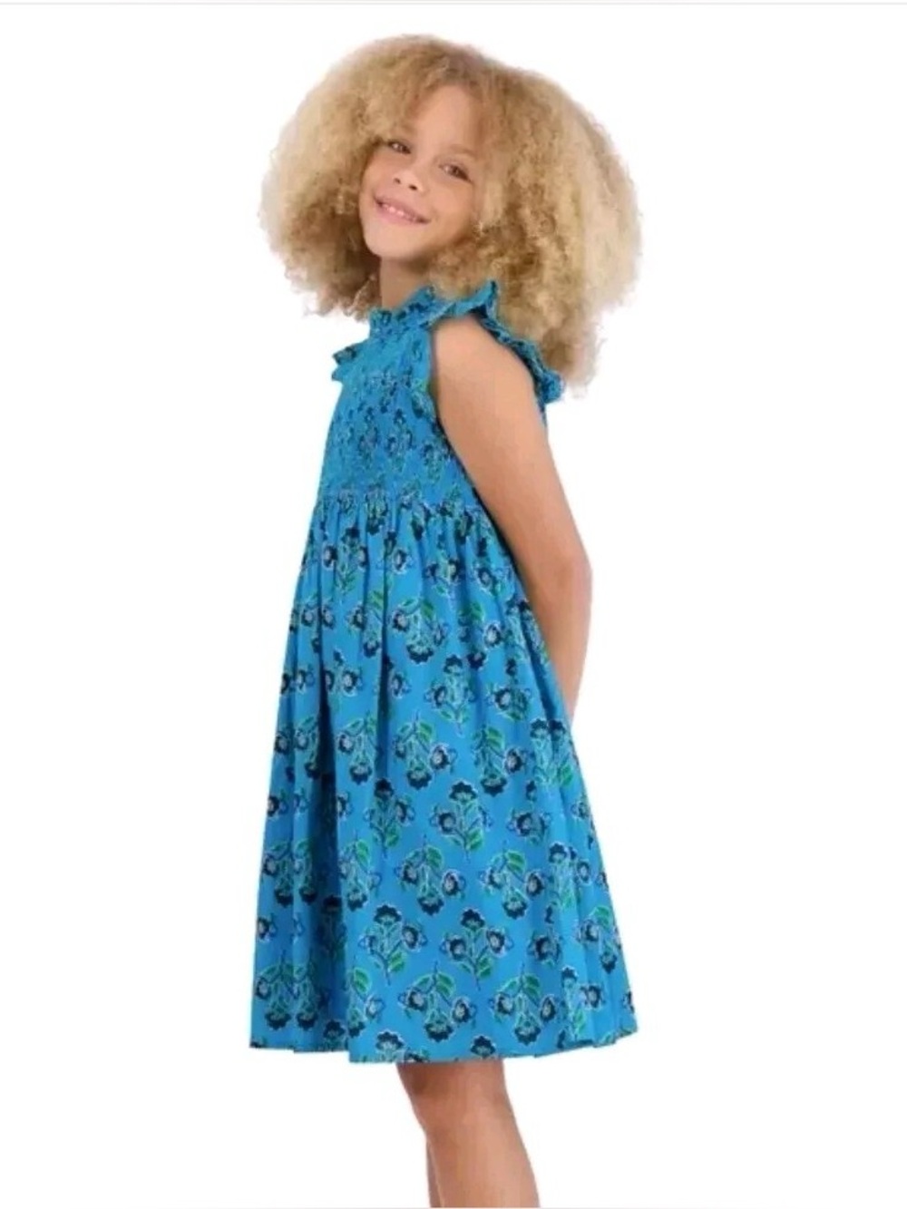 French Connection Blue Floral Smocked Sundress size 7/8